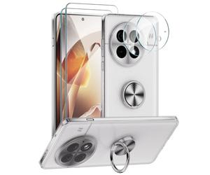 Cover Compatibile con OnePlus 13, Custodia Metallo Magnetica Anello 360 Supporto Trasparente Silicone Chiaro Case, Argento