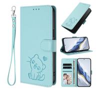 Cover compatibile con OnePlus Nord N20 SE/Nord N300, compatibile con Oppo A57 (E) / A57s / A77 / K10 5G / A97 5G Slot per schede Custodia a portafoglio con cavalletto menta