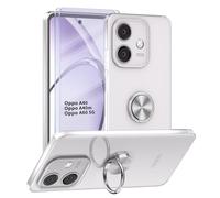 Cover Compatibile con Oppo A40 / A40M / A60 5G, Custodia Metallo Magnetica Anello 360 Supporto Trasparente Silicone Chiaro Case, Argento