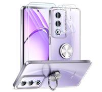 Cover Compatibile con Oppo A80 5G, Custodia Metallo Magnetica Anello 360 Supporto Trasparente Silicone Chiaro Case, Argento