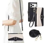 Cover Compatibile Con Oppo Realme C61/C36 con Cordino,Flip Custodia Portafoglio Custodia in pelle,[3-6 Porta Carte][Magnetico],Custodia Libro Cover con Laccio Cinghia regolabile Case - Nero