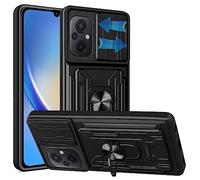 Cover Compatibile con POCO M5,Con Slot per Schede e Copertura per Lente Fotocamera Scorrevole,360°Rotante Anello Hard PC Back Cover e TPU Bumper AntiGraffio Antiurto Case,Nero