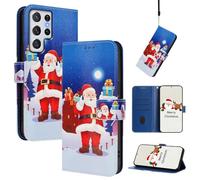Cover Compatibile con Samsung Galaxy S22 Ultra Custodia Pelle Portafoglio a Libro Natale Disegni Cute Slot Schede Magnetica Supporto Flip Case per Galaxy S22 Ultra - San Nicola