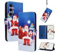 Cover Compatibile con Samsung Galaxy S24 Custodia Pelle Portafoglio a Libro Natale Disegni Cute Slot Schede Magnetica Supporto Flip Case per Galaxy S24 - San Nicola