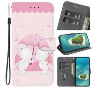 Cover Compatibile con Sony Xperia 10 VI con Due simpatici orsetti bianchi Pellicola Protettiva, Pelle PU e Flip Custodia, Funzione Supporto e Portafoglio Caso