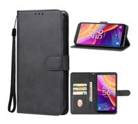 COVER Compatibile con TCL 501 T433D T433E display schermo 6.0 Custodia protezione STAND flip LIBRO case magnetica GEL TPU ECO PELLE portafoglio taschini interni vano card (Nero)