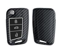 kwmobile Custodia Copri Chiave Compatibile con VW Golf 7 MK7 con 3 Tasti - Cover Coprichiave Telecomando Auto in Plastica e Silicone - Effetto Carbonio