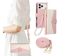 Cover Compatibile Con Xiaomi Poco C71 4G/Redmi A5 4G con Cordino,Flip Custodia Portafoglio Custodia in pelle,[3-6 Porta Carte][Magnetico],Custodia Libro Cover con Laccio Cinghia regolabile Case - rosa