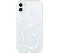 Cover compatibile iPhone Gatto Stilizzato Luminoso - Custodia TPU Morbida Antiurto Compatibile - Design Elegante con Farfalle - Slim, Leggera, Nera o Trasparente (TRASPARENTE, iphone_16_plus)