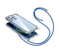 Cover con Collana Compatibile con iPhone 12 Mini 5.4,Case con Laccio per Il Collo Custodia con Cordino,Trasparente Blu