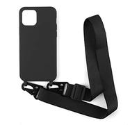Cover con Collana Compatibile con iPhone 12 Pro Max,Case con Laccio per Il Collo Custodia con Cordino Soft silicone Case,Nero