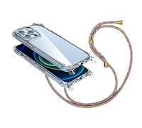 Cover con Collana Compatibile con iPhone 13 Mini 5.4,Case con Laccio per Il Collo Custodia con Cordino,Trasparente Arcobaleno giallo