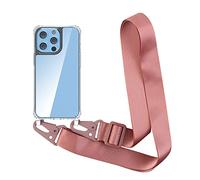 Cover con Collana Compatibile con iPhone 13 Pro Max 6.7,Trasparente Case con Laccio per Il Collo Custodia con Cordino,Rose Gold