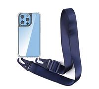 Cover con Collana Compatibile con iPhone 13 Pro Max 6.7,Trasparente Case con Laccio per Il Collo Custodia con Cordino,Blu