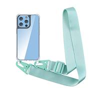 Cover con Collana Compatibile con iPhone 14,Trasparente Case con Laccio per Il Collo Custodia con Cordino,Menta verde