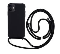 Cover con Collana Compatibile con iPhone 16,Case con Laccio per Il Collo Custodia con Cordino,Soft silicone Nero