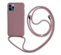 Cover con Collana Compatibile con iPhone 16 Pro,Case con Laccio per Il Collo Custodia con Cordino,Soft silicone Rose Gold