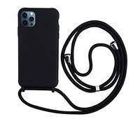 Cover con Collana Compatibile con iPhone 16 Pro,Case con Laccio per Il Collo Custodia con Cordino,Soft silicone Nero