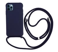 Cover con Collana Compatibile con iPhone 16 Pro Max,Case con Laccio per Il Collo Custodia con Cordino,Soft silicone Blu