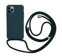 Cover con Collana Compatibile con iPhone 16 Pro Max,Case con Laccio per Il Collo Custodia con Cordino,Soft silicone Verde scuro