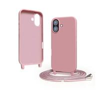 Cover con Collana Compatibile con iPhone 17,Case con Laccio per Il Collo Custodia con Cordino,Soft silicone Rose Gold
