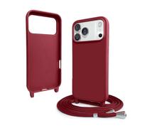 Cover con Collana Compatibile con iPhone 17 Pro,Case con Laccio per Il Collo Custodia con Cordino,Soft silicone Rosso