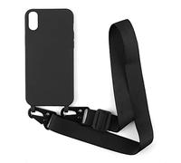 Cover con Collana Compatibile con iPhone XR,Case con Laccio per Il Collo Custodia con Cordino Soft silicone Case,Nero