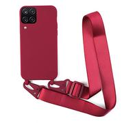 Cover con Collana Compatibile con Samsung Galaxy A12 5G,Case con Laccio per Il Collo Custodia con Cordino Soft silicone Case,Rosso