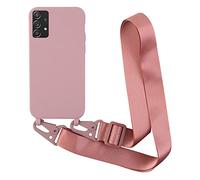 Cover con Collana Compatibile con Samsung Galaxy A33 5G,Case con Laccio per Il Collo Custodia con Cordino Soft silicone Case,Rose Gold