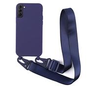 Cover con Collana Compatibile con Samsung Galaxy S24 Plus,Case con Laccio per Il Collo Custodia con Cordino Soft silicone Case,Blu