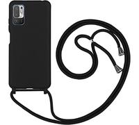 Cover con Collana Compatibile con Xiaomi POCO M3 Pro 5G/Redmi Note 10 5G/Note 10T 5G,Case con Laccio per Il Collo Custodia con Cordino,Soft silicone Nero