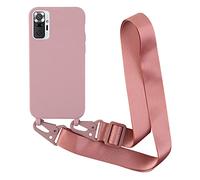 Cover con Collana Compatibile con Xiaomi Redmi Note 10 Pro 6.67,Case con Laccio per Il Collo Custodia con Cordino Soft silicone Case,Rose Gold