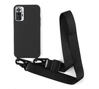Cover con Collana Compatibile con Xiaomi Redmi Note 10 Pro 6.67,Case con Laccio per Il Collo Custodia con Cordino Soft silicone Case,Nero