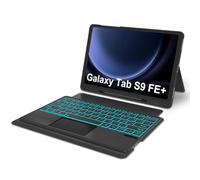 Cover con Tastiera Samsung Galaxy Tab S9 FE Plus/S9 Plus/S10 plus 12.4", Tastiera Touchpad Custodia Retroilluminata Italiano 3-Canali Bluetooth Rimovibile Supporto Magnetico Ritratto/Landscape, Nero