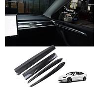 Cover Cruscotto in Fibra di Carbonio ABS per Tesla Model Y 2021-2023 e Model 3 2020-2023, Adesivo Pannello Consolle Centrale, Accessori Interni (Lucido) - Non compatibile con i modelli 2024-2025