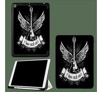 Cover Custodia Compatibile con iPad 9a 2021/8a Gen 2020/7a Gen 2019,Leggero Cover Protettivo Supporto con Pencil Holder,Auto Sveglia Sonno Mi Piace Il Rock Musica Punk Chitarra Ali-Nero