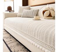Cover del Divano Lavabile Universale per Tutte Le Stagioni 2/3/4 Posti, Nuovo Cover di Divano a Forma di Chenille L Morbido, Protezioni per Mobili per Animali Domestici Non Slip per Ca White 90*210cm