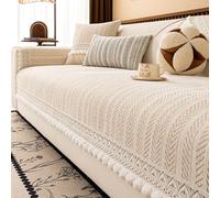 Cover del Divano Lavabile Universale per Tutte Le Stagioni 2/3/4 Posti, Nuovo Cover di Divano a Forma di Chenille L Morbido, Protezioni per Mobili per Animali Domestici Non Slip per Ca Beige 90*210cm