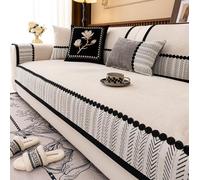 Cover di Divano di Chenille Morbido 2/3/4 Posti, Copertura di Forma a Forma Non Slip Universale per Tutta la Stagione, Protezioni per Mobili per Animali Domestici Lavabili per Cani White 70 * 210cm