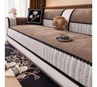 Cover di Divano di Chenille Morbido 2/3/4 Posti, Copertura di Forma a Forma Non Slip Universale per Tutta la Stagione, Protezioni per Mobili per Animali Domestici La Dark Brown 30 * 50cm pillow cover