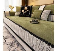 Cover di Divano di Chenille Morbido 2/3/4 Posti, Copertura di Forma a Forma Non Slip Universale per Tutta la Stagione, Protezioni per Mobili per Animali Domestici Lavabili per Cani Green 70 * 90cm