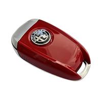 Cover di ricambio per chiave telecomando auto, in plastica ABS, stile 3D, colore nero, con logo nero, in fibra di carbonio, per Alfa Romeo Giulia Stelvio Tonale (logo nero, rosso)
