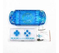 Cover di ricambio per console PSP serie 2000, 2001, 2002, 2003, 2004, con set di pulsanti (blu trasparente)