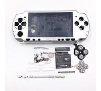 Cover di ricambio per console PSP serie 2000, 2001, 2002, 2003 e 2004 con set di pulsanti (colore argento)
