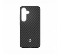 Cover Enzo Aramid Cover in Fibra aramidica con resistenza di grado militare per Samsung Galaxy S25+, compatibile con tecnologia Magnetic Power Profile, Black Silver