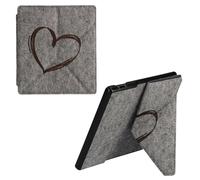 kwmobile Custodia Compatibile con Amazon Kindle Oasis 10. Generation - Cover Feltro con Chiusura Magnetica - marrone scuro Cuore