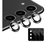 Cover Fotocamera per Samsung Galaxy S23, 9H Vetro Temperato Copri Anello Individuale in Metallo per S23/S23 Plus Fotocamera, 9H Pellicolaper Lenti con Piastrina di Posizionamento, 3 Set *3 Pezzi Nero