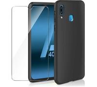 Cover Galaxy A40 e 2 schermi di protezione - Silicone - Nero