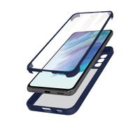 Cover Galaxy S21 FE Retro Plexiglass Fronte Polimero Rinforzata Bordo Blu Notte