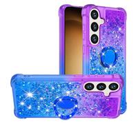 Cover Galaxy S25 Plus Liquido Custodia Superficie Lucida Custodia Protettiva Bumper Caso con Rotazione Magnetic Finger Ring Holder Case Glitter Silicone Custodia per Samsung Galaxy S25 Plus